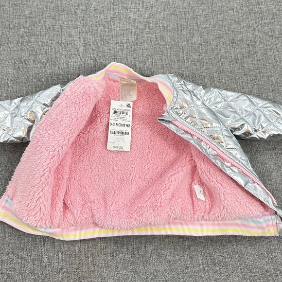New! First impressions Silver Metallic Jacket‎ Girls/ Baby 0-3 Months $44 - Picture 2 of 12